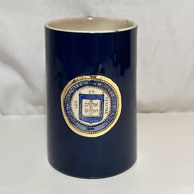 Vintage 1800's Yale University Coffee MUG Cobalt Blue W/Gold Medallion Seal Cup • $157.50