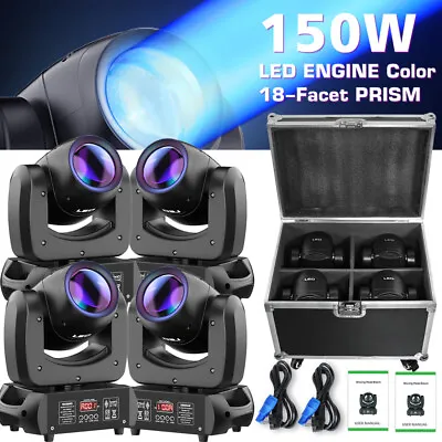 2/4Pcs 150W Beam Moving Head 18 Prism Stage Light LED GOBO Spot DMX Disco & Case • $109.99