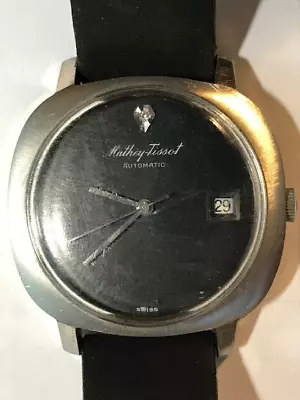 Mathey-Tissot Classic Quartz Black Dial Men's Watch Leather Strap • $10.49