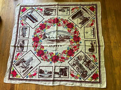 Sydney Australia NSW Opera House Heil Linen Vintage Souvenir Tablecloth • $39.95