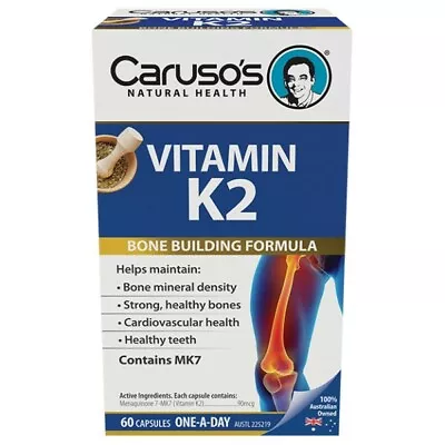 Caruso's Vitamin K2 60 Capsules For Strong Healthy Bones Heart Health Carusos • $28.28