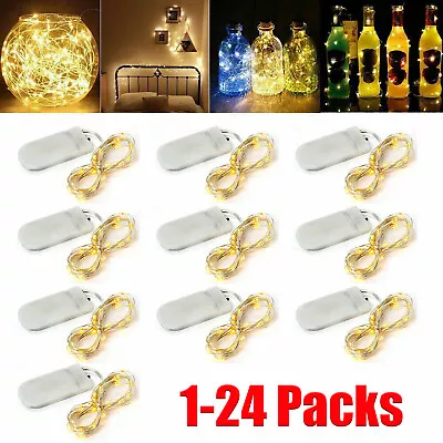 1-24 Pack 20LEDs 6.6ft Battery Operated Mini LED Copper Wire String Fairy Lights • $6.99