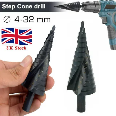4-32mm HSS Spiral Step Cone Drill Bit Metal Hole Cutter Titanium Nitride Coat • £8