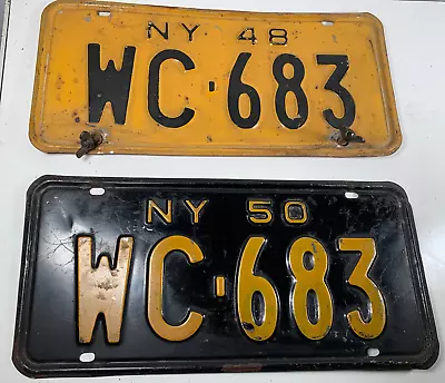 Vintage 1948-50• License Plates Pair Same # Different Year Automobile Tag Wc-683 • $36