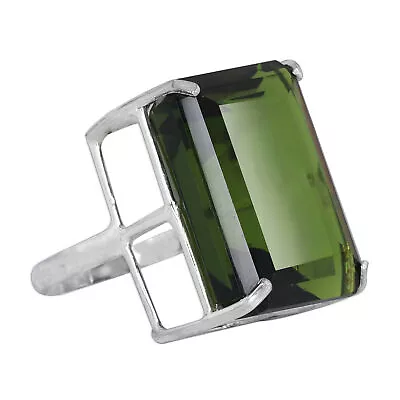 Man Made Dark Green Amethyst 80 Ct Solid 925 Silver Emerald  Ring For Birthday • $63.07