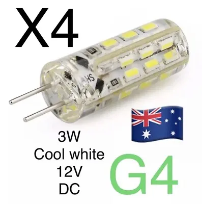 4pcs G4 3W Cool White LED 12V DC  Light Corn Bulbs 24 SMD Silicone Lamp Globe. • $7.89