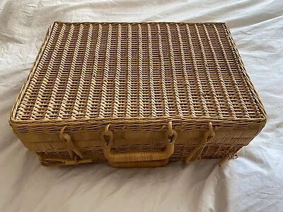 Vintage Woven Wicker Suitcase Picnic Basket Cottagecore Case 16 X 11 X6  • $22