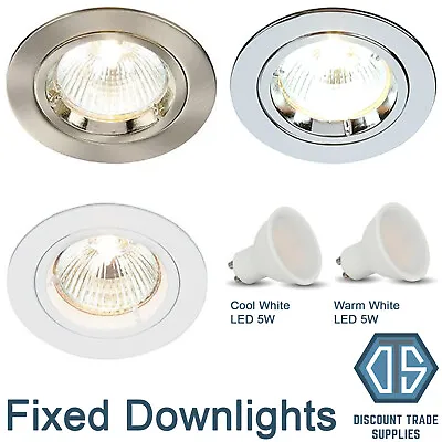 Die Cast Twist Lock FIXED Recessed Downlight GU10 Mains Spotlight LED Bulb  • £5.99