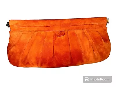 Charles Jourdan Paris Vintage Orange Suede Clutch Bag Purse France • $30.50