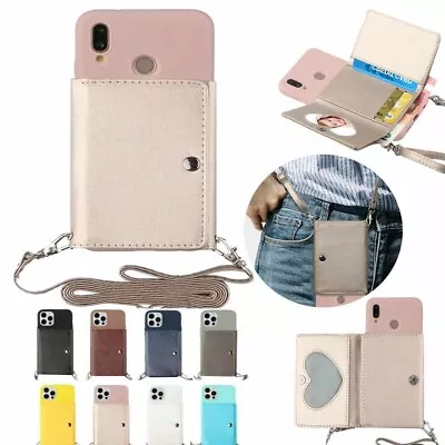 For Huawei P10 P20 P30 P40 Pro Lite Wallet Case With Card Holder Crossbody Strap • $13.08