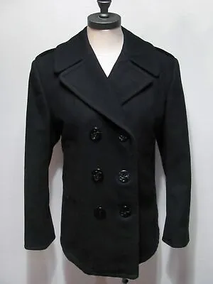 Vintage US NAVY 1995 WOMEN'S WOOL PEA COAT 90s Peacoat Military Jacket 10S / M • $89.99