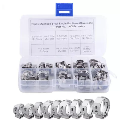 70PCS 9 Sizes Fuel Injection Gas Line Hose Clamps Clip Pipe Clamp Assortment Kit • $9.99