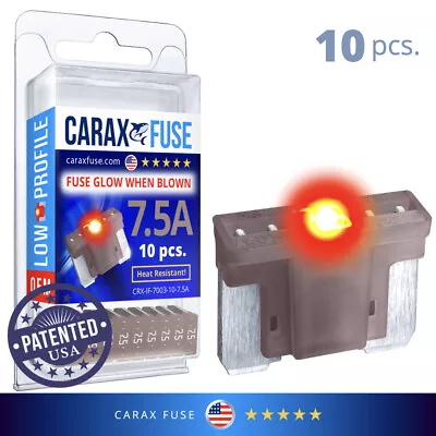 CARAX Glow Fuse - LOW Profile Micro Blade - 7.5A Kit 10 Pcs Glow When Blown LED • $19.90