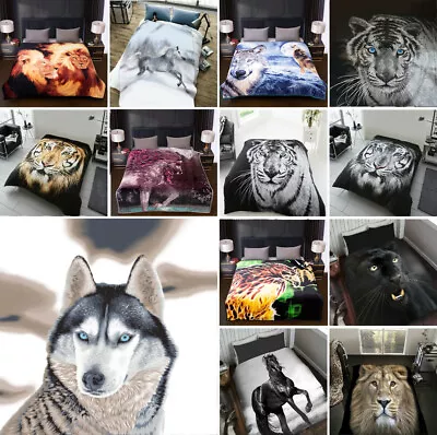 3D Animal Throws Luxury Cosy Warm Large Fleece Blanket Sofa Bed Double King Size • £13.99