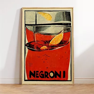 Negroni Cocktail Poster | Vintage Alcohol Ad Style Print | Retro Wall Art  • $35