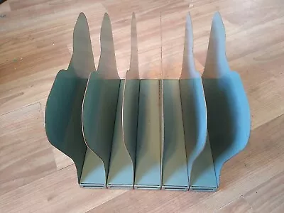 Art Deco Grey Steel Metal Vertical 5 Slot Vintage Office File Paper Holder • $24.95