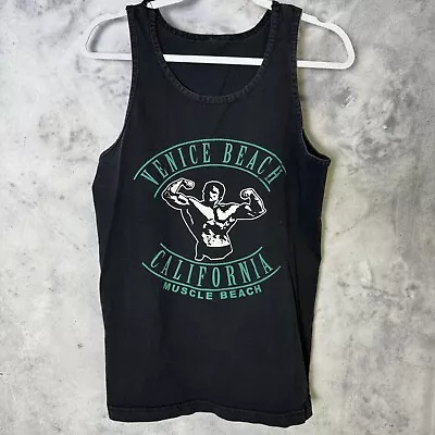 Vintage Venice Muscle Beach Tank Top T Shirt Mens Small Black Arnold B4 • $12