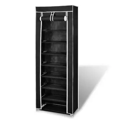 $53.30 • Buy Fabric Shoe Cabinet With Cover 162 X 57 X 29 Cm Black
