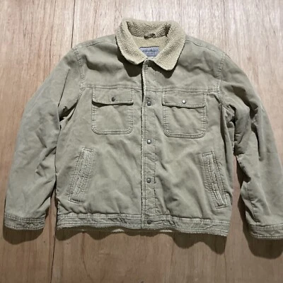 $45 • Buy Vintage Eddie Bauer Corduroy Jacket Men’s XL Beige Sherpa Lined Ranch Chore