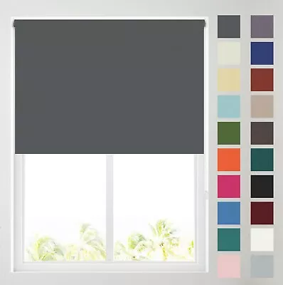 Plain Coloured Thermal Blackout Roller Blinds Various Colours- FREE CUT TO SIZE • £18.99