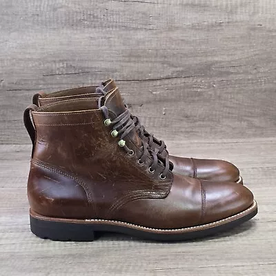 J. Crew Kenton Men's Size 9 Brown Leather Cap Toe Boots (F4446) • $76.49