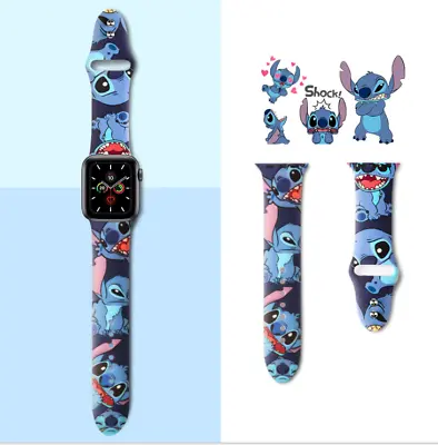 $16.99 • Buy Blue Cute Stitch Silicone Strap Watch Band For Apple Watch Series SE 6 5 4 3 8 7