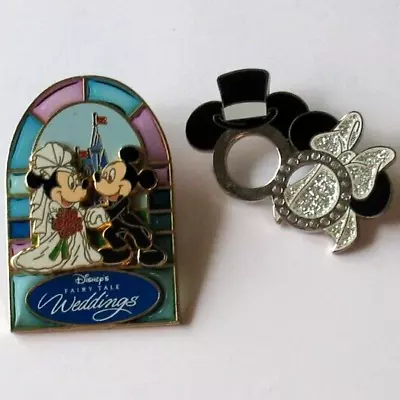 Disney Mickey Minnie Mouse Trading Pin Pins Fairy Tale Weddings Bride Groom Logo • $22.99