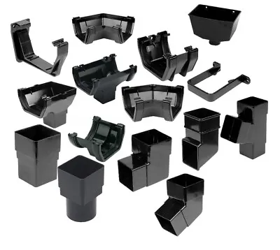 Black Square Line Gutter System KAYFLOW 114mm UPVC Plastic Rainwater Parts • £9.99