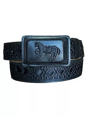 Cinto Vaquero Piteado Caballo Rodeo Western Style Belt Horse Embroidered Black • $25.99