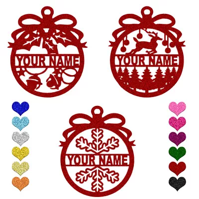 Christmas Tree Decorations With Name Glitter Snowflake Christmas Tree Gifts • £1.99