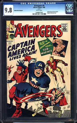 Avengers #4 CGC 9.8 1966 Golden Record! Reprints 1st Captain America! H7 101 Cm • $7500