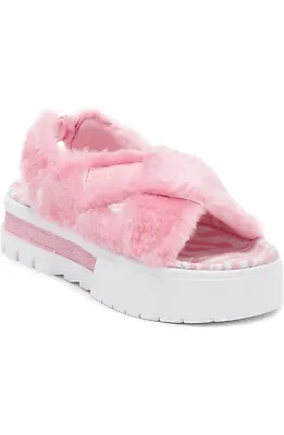 PUMA Baby Phat Mayze Faux Fur Chunky  Platform Sandals Pink NEW NWT Women’s 7.5 • £30.27