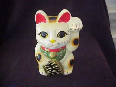 Vintage Classic Maneki Neko Japanese Good Luck Beckoning Cat 6   Excellent • $24