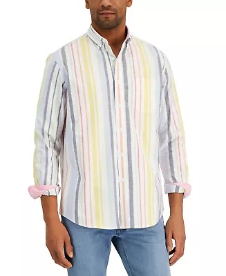 Club Room Mens Regular-Fit Stretch Stripe Oxford Shirt Multi • $7.99