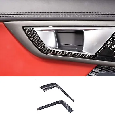 Carbon Fiber Interior Door Handle Trim Cover Sticker For Jaguar F-TYPE 2013-2023 • $20.02