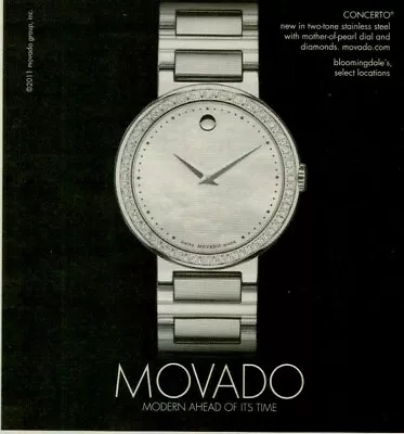 2011 Movado Concerto Mother Of Pearl Diamonds Two Tone Watch Vintage Print Ad • $10.99