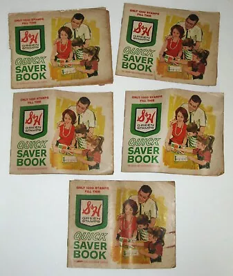 Lot Of 5 Vintage S & H GREEN STAMPS Quick Saver Books & Stamps • $8