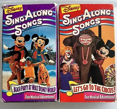 Disney Sing A Long Songs Lot Of 2 VHS Circus & Beach Party Vintage • $8.20