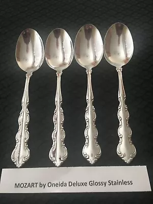 4 Pieces Of Mozart By Oneida Deluxe Stainless Steel Soup Spoons Free Shipping • $14.99