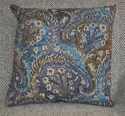 NEW 16inch Reversible Sipped Cotton Cushion Liberty 'Marand' Blue Mauve Cream • £9.99