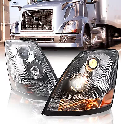 Volvo 04-17 VN/VNL Truck Chrome Headlight Pair Left Right Side W/ All Bulbs • $269.99