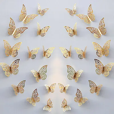 $7.99 • Buy 24Pcs 3D DIY Wall Decal Stickers Butterfly Home Room Art Decor Decorations AU