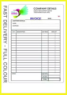 A5 INVOICE RECEIPT PAD / BOOK NCR Duplicate Book/ Sets *FREE P&P* Personalised • £9.80