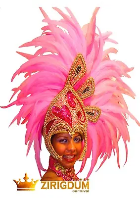 Pink Feather Headdress Showgirl Headdress For Sale Pink Mardi Gras Headpiece • £176.14