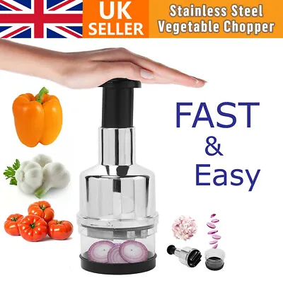 Manual Hand Press Food Vegetable Chopper Garlic Onion Cutter Processor Slicer • £6.78