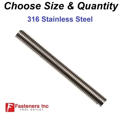 $177.86 • Buy Stainless Steel Threaded Rod 316 Stainless All-Thread (Choose Size & Qty)