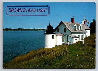 Brown's Head Light Vinalhaven Maine Vintage Unposted Postcard • $7