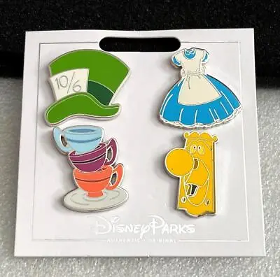 Disney Alice In Wonderland Mad Hatter's Hat Doorknob Teacups Icons 4 Pin Set • $17.99