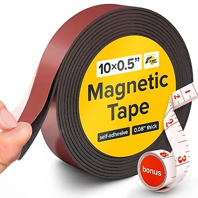 X-bet MAGNET Flexible Magnetic Strip - 1/2 Inch X 10 Feet Magnetic Tape With • $14.09