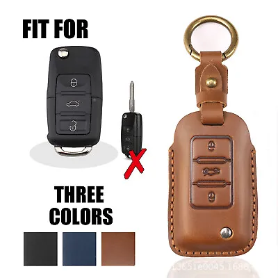 $15.38 • Buy Leather Remote Key Fob Cover Case Shell Holder Bag For Volkswagen Tiguan Bora CC